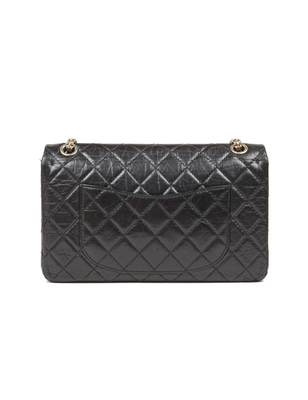 Black aged leather CHANEL 2.55 bag