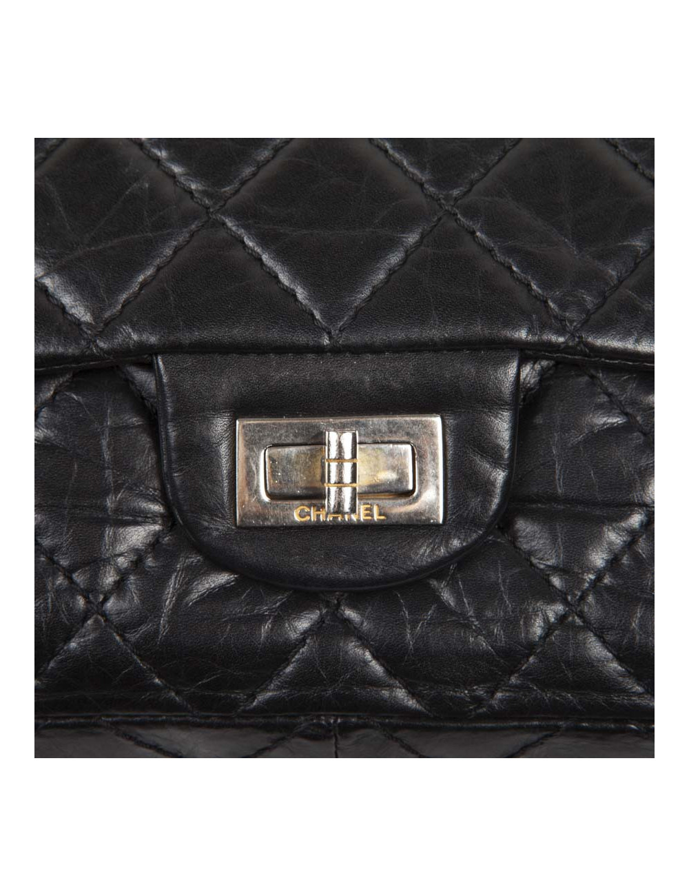 Black aged leather CHANEL 2.55 bag