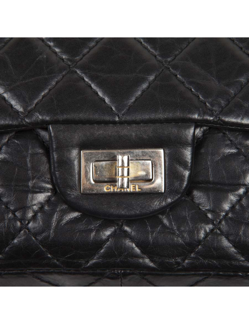 Sac 2.55 CHANEL cuir vieilli noir