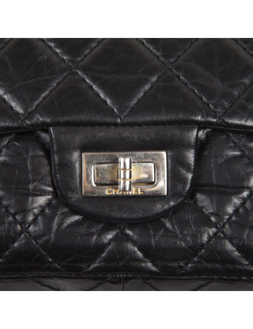 Black aged leather CHANEL 2.55 bag