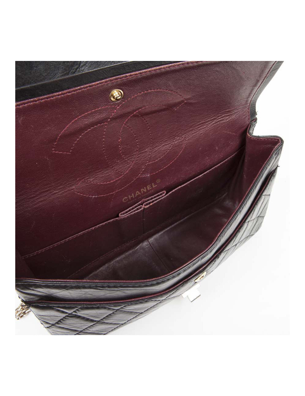 Black aged leather CHANEL 2.55 bag