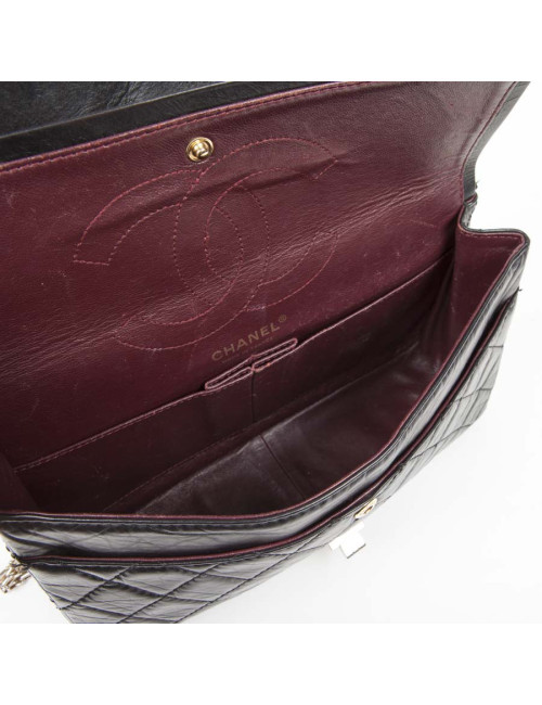 Black aged leather CHANEL 2.55 bag