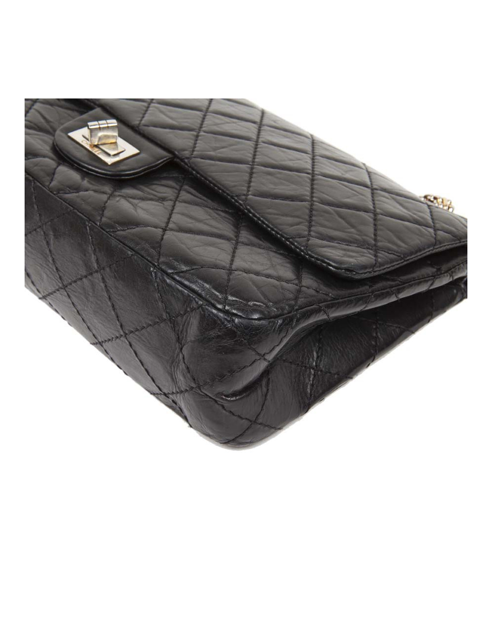 Black aged leather CHANEL 2.55 bag