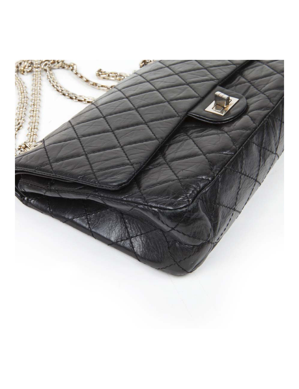 Black aged leather CHANEL 2.55 bag