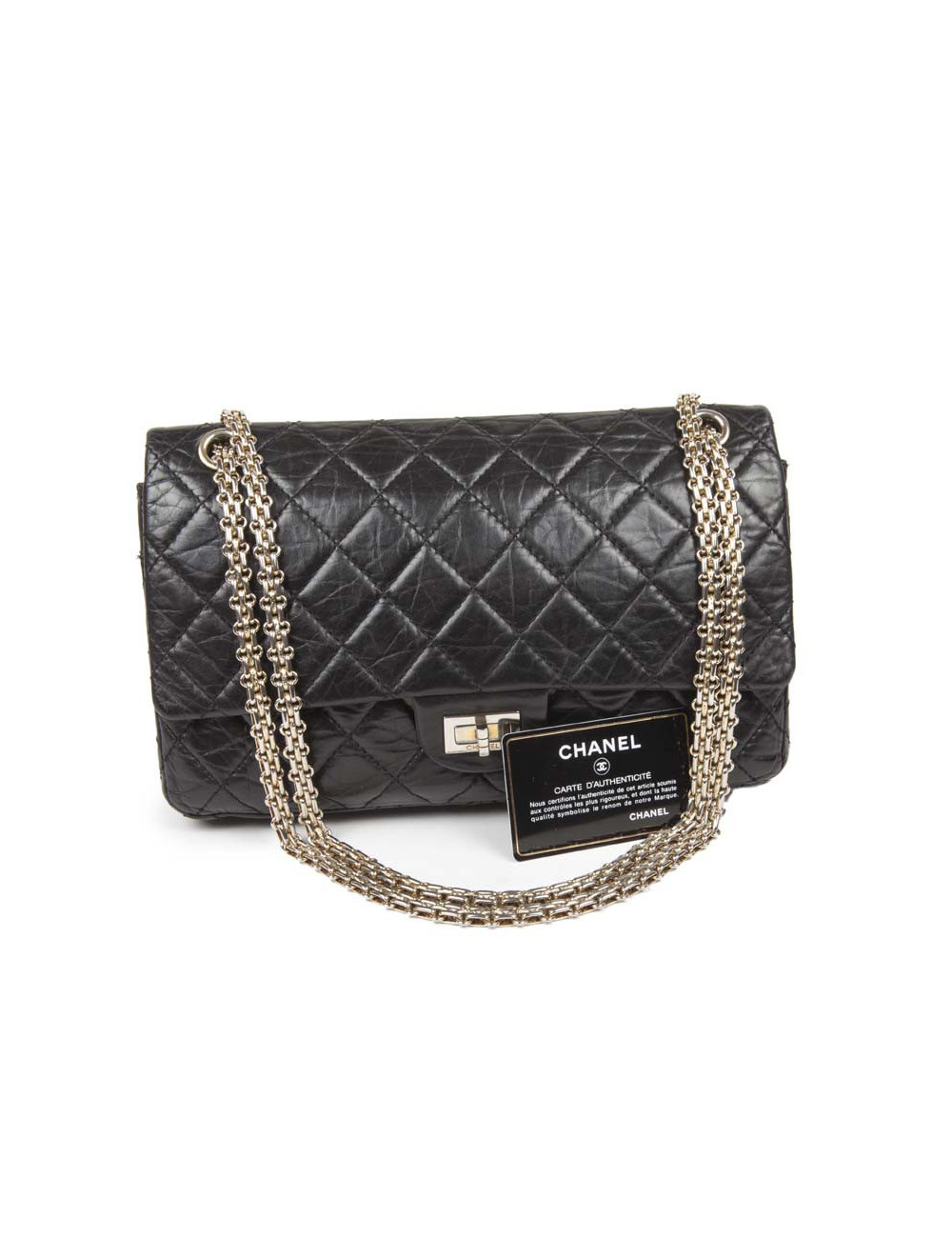 Black aged leather CHANEL 2.55 bag