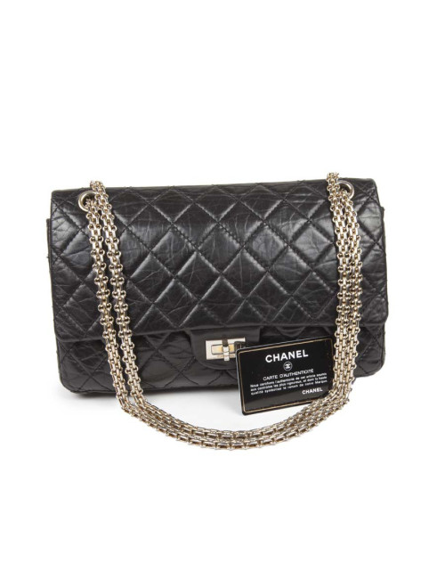 Black aged leather CHANEL 2.55 bag