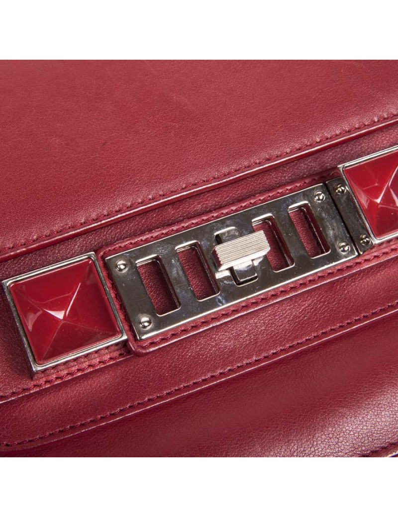 PROENZA SCHOULER PS11 double flap bag in burgundy smooth leather