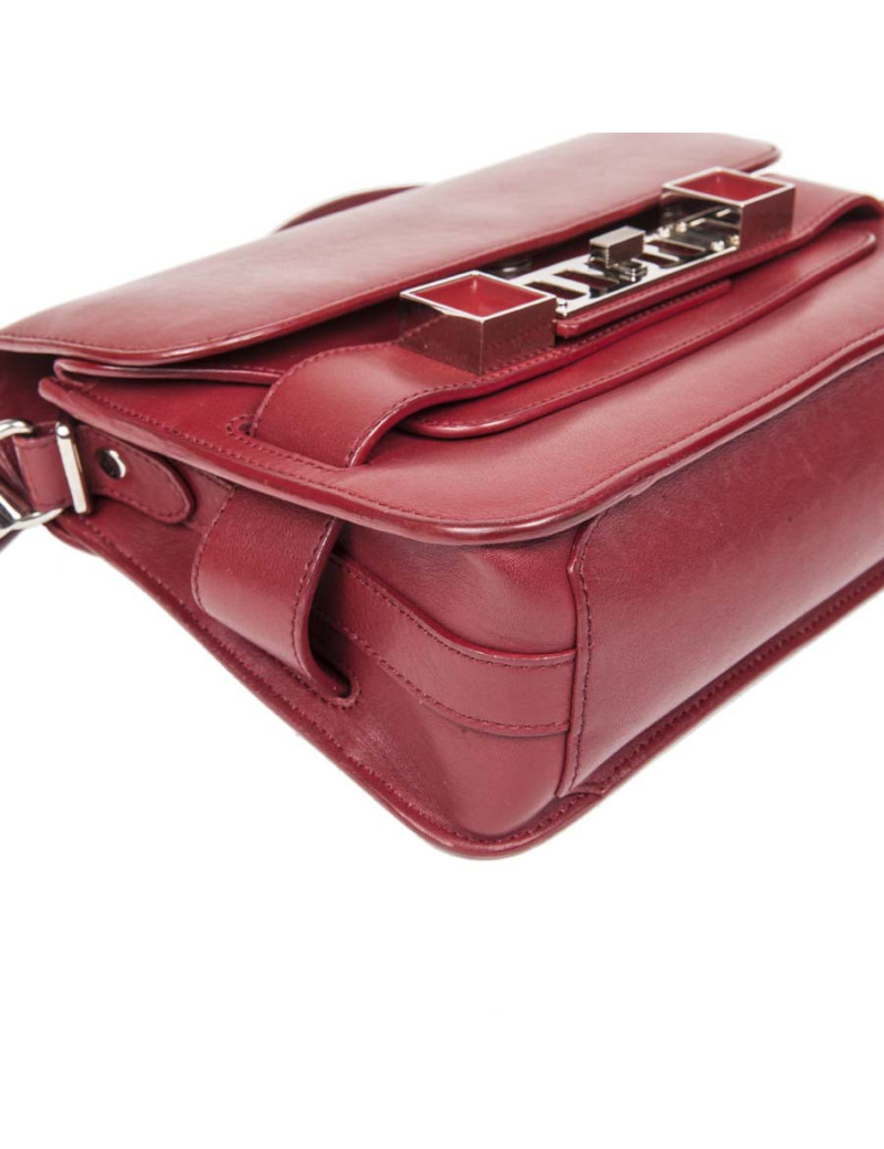 PROENZA SCHOULER PS11 double flap bag in burgundy smooth leather