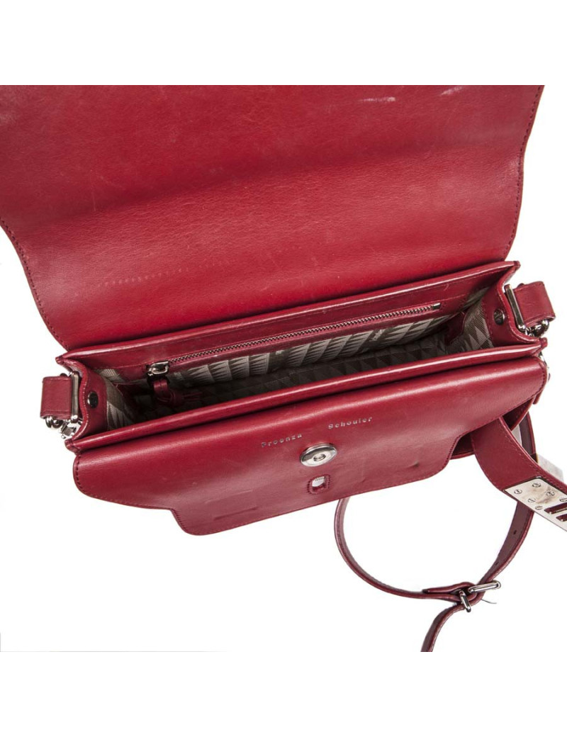 PROENZA SCHOULER PS11 double flap bag in burgundy smooth leather