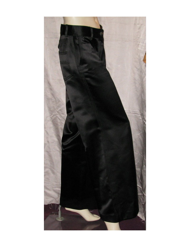 Pantalon style baggy en soie noire CHANEL