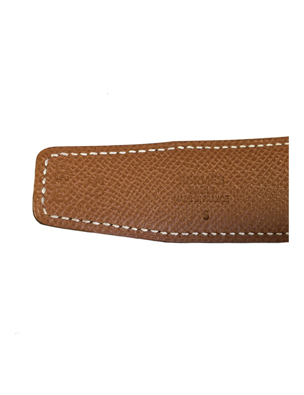 Ceinture HERMES T 65  réversible en cuir box noir et cuir grainé gold