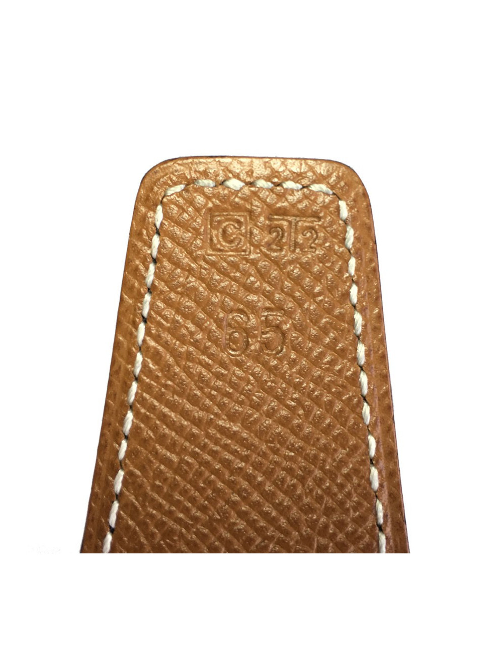 Ceinture HERMES T 65  réversible en cuir box noir et cuir grainé gold