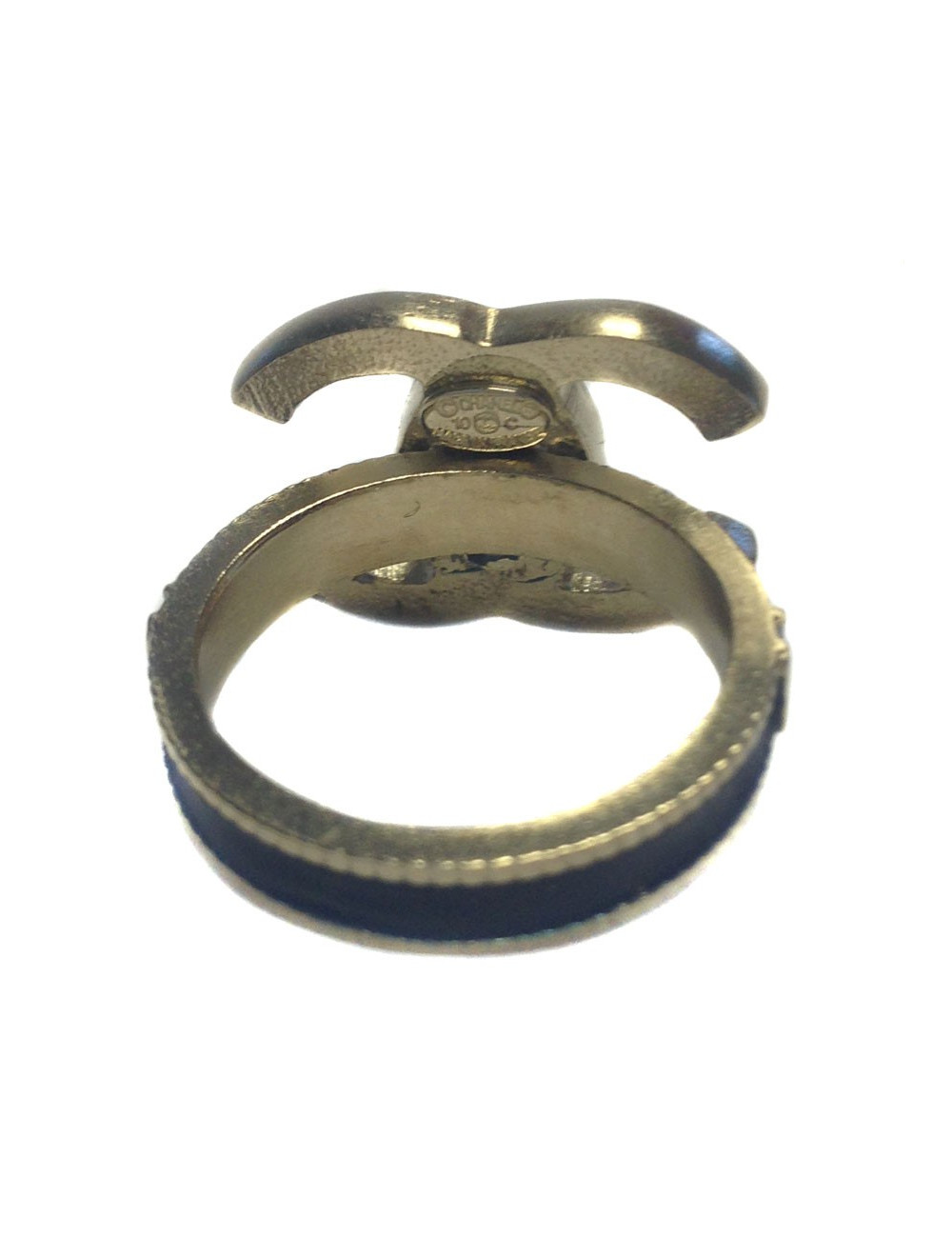 Bague CHANEL double C bleu nuit émaillée