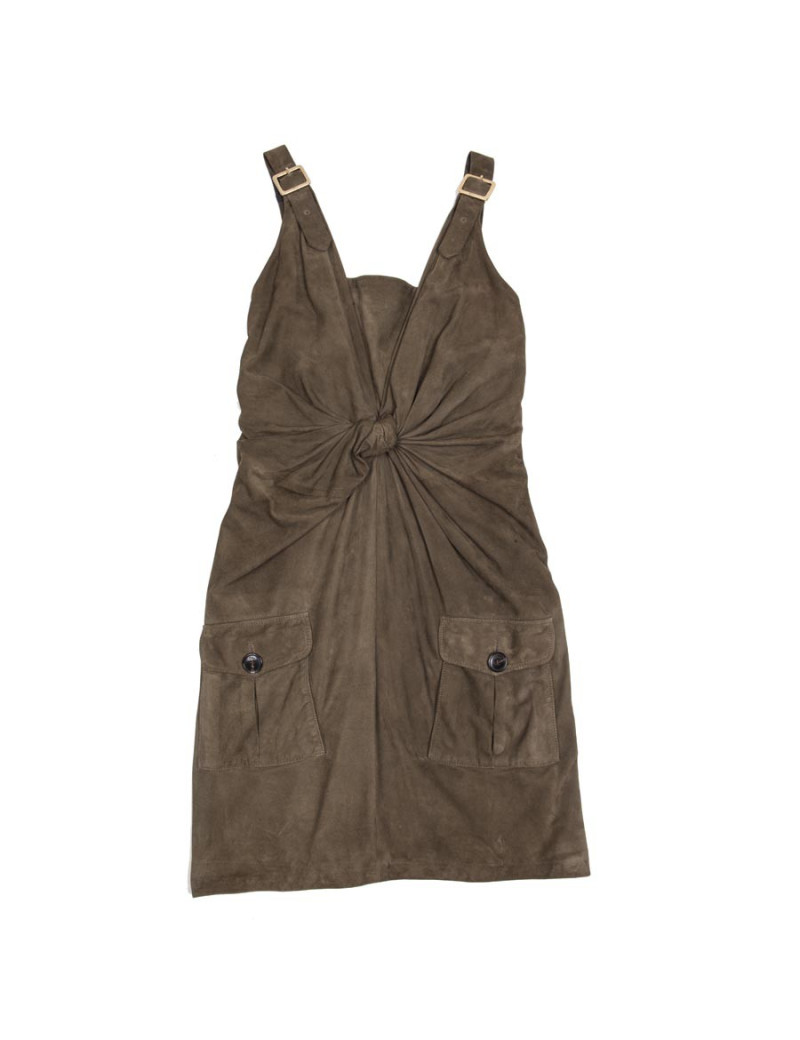 Robe CHRISTIAN DIOR T36 FR  en daim vert Kaki