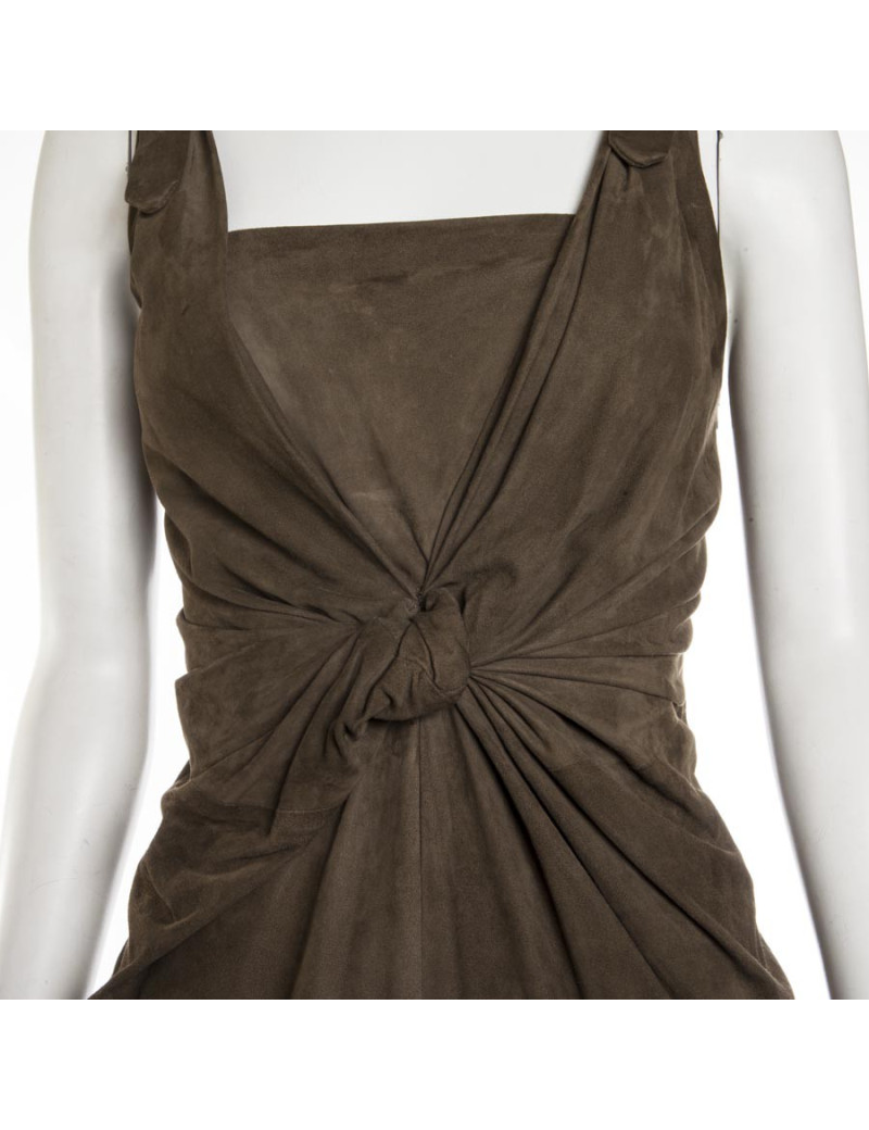 Robe CHRISTIAN DIOR T36 FR  en daim vert Kaki