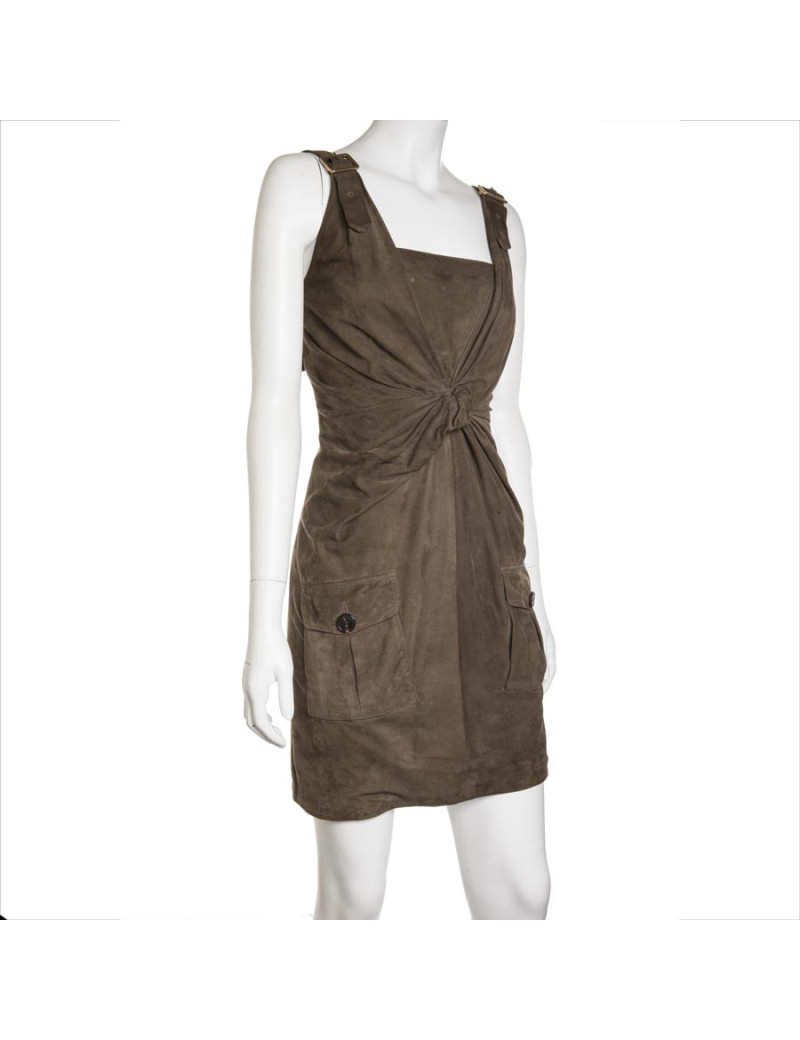 Robe CHRISTIAN DIOR T36 FR  en daim vert Kaki