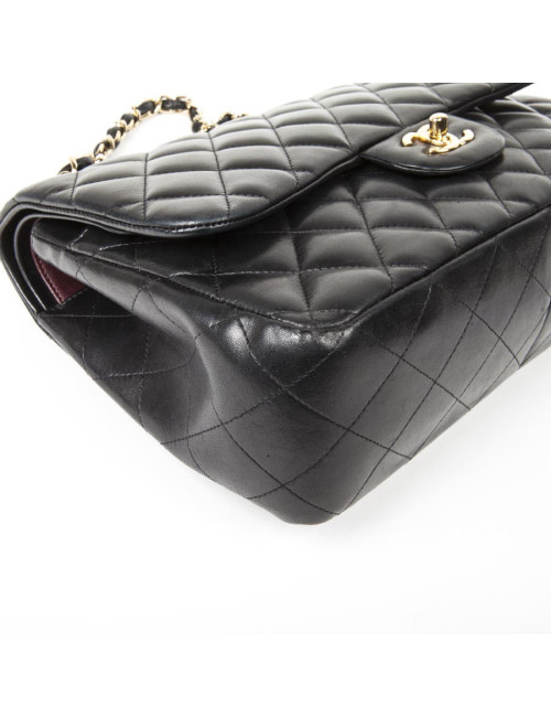 Sac Jumbo CHANEL en cuir lisse noir doré