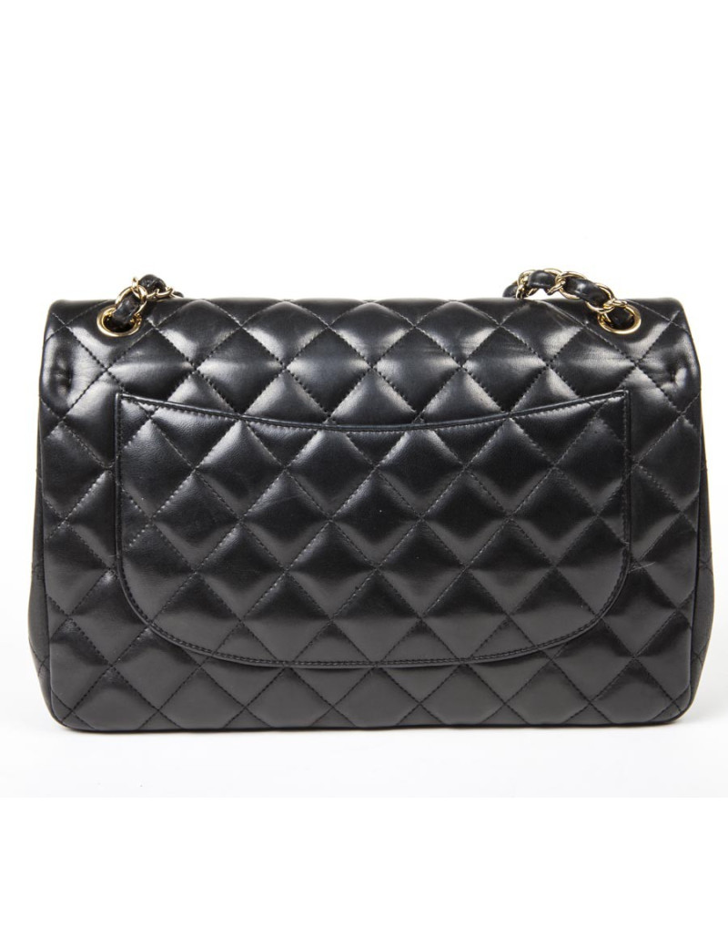 Sac Jumbo CHANEL en cuir lisse noir doré