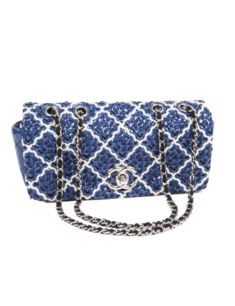 Blue and black wand CHANEL patent leather bag