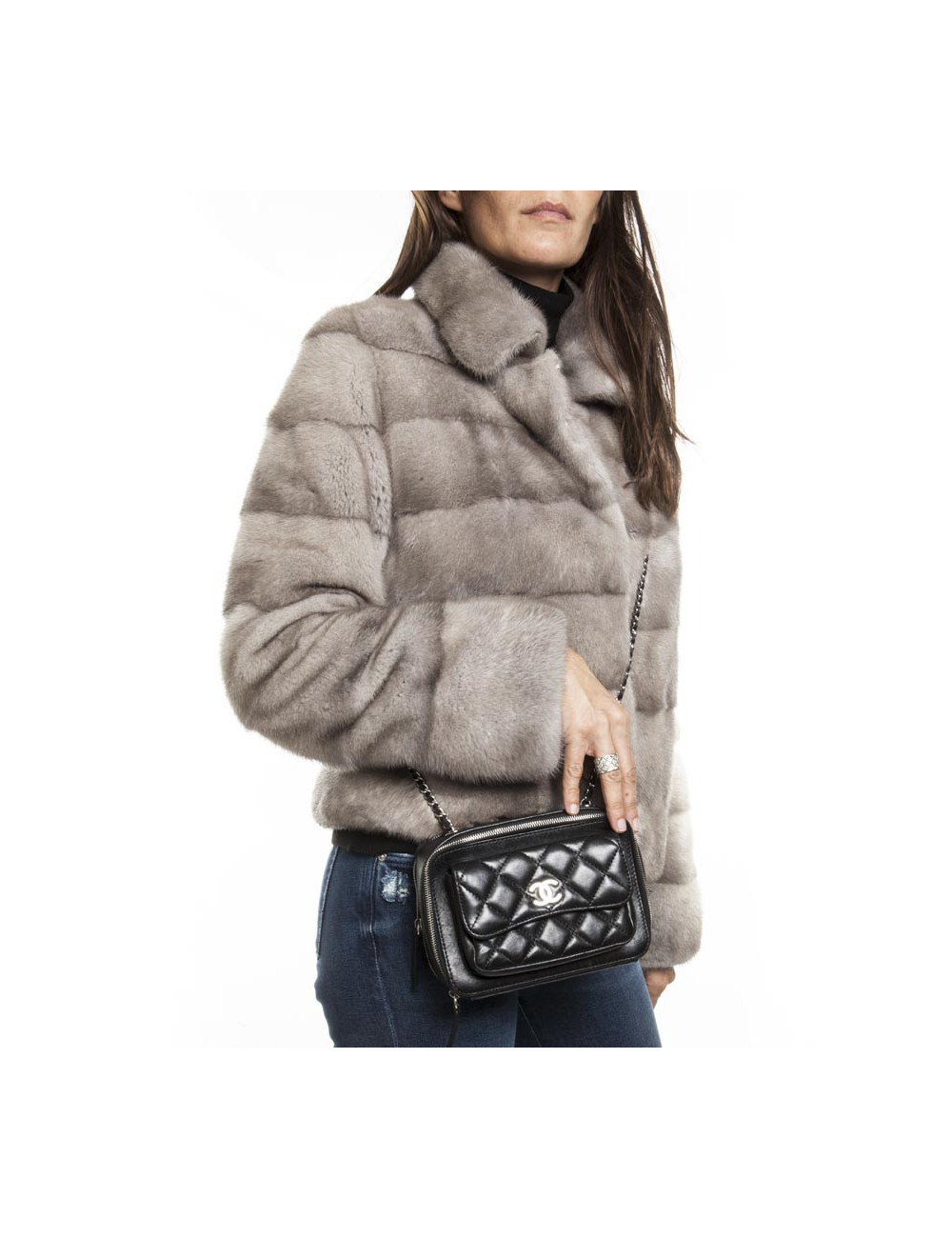 Mini sac CHANEL cuir matelassé noir 