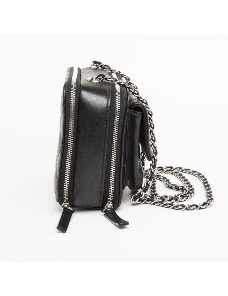 Mini sac CHANEL cuir matelassé noir 
