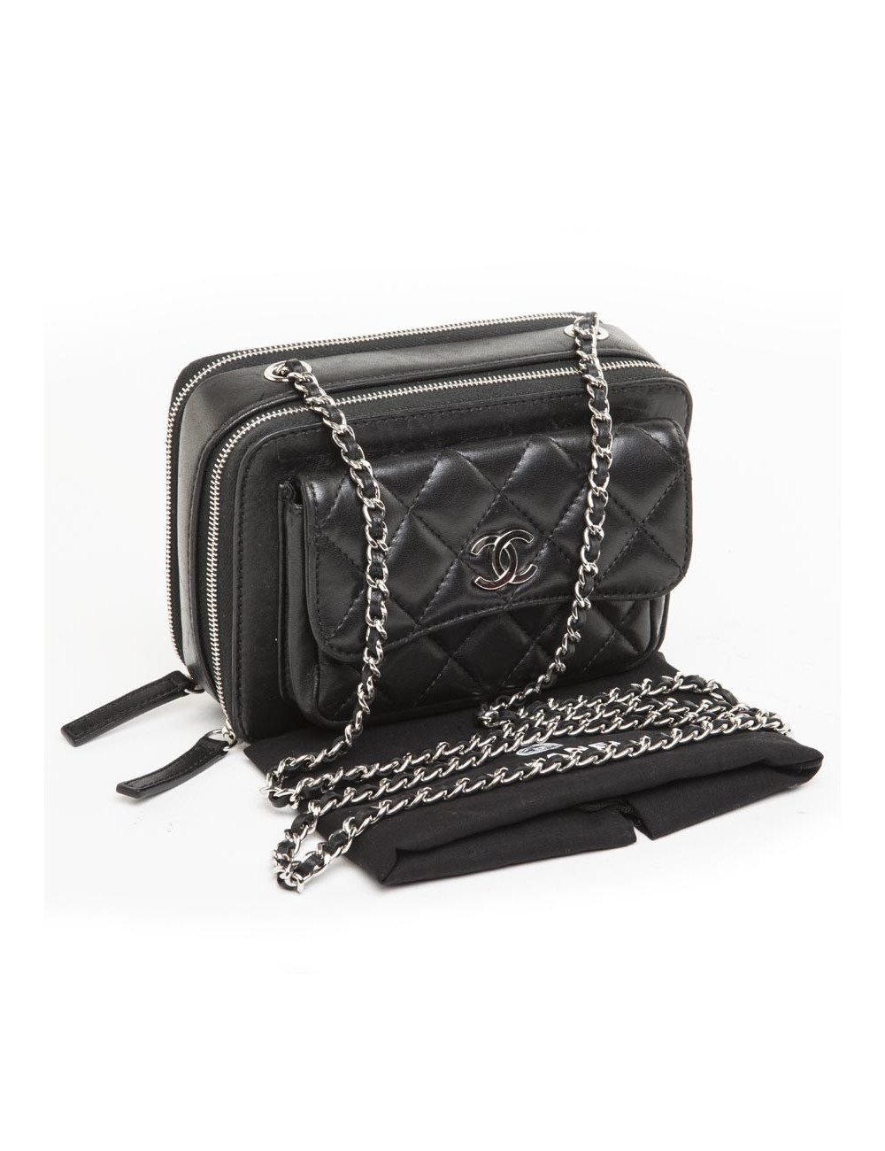 Mini sac CHANEL cuir matelassé noir 