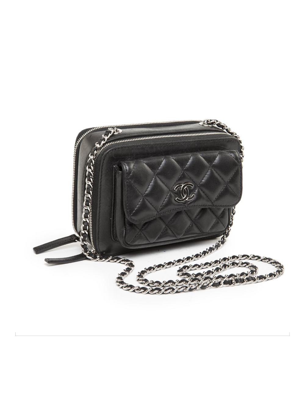 Mini sac CHANEL cuir matelassé noir 
