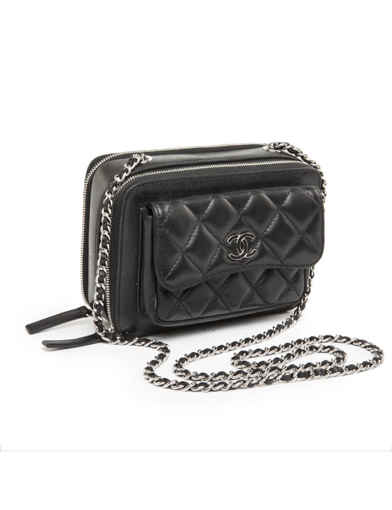 Mini sac CHANEL cuir matelassé noir 