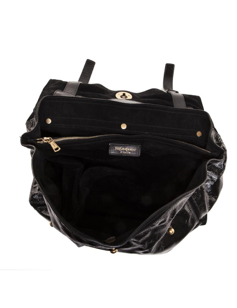 "Muse Two" YVES SAINT LAURENT patent leather black bag