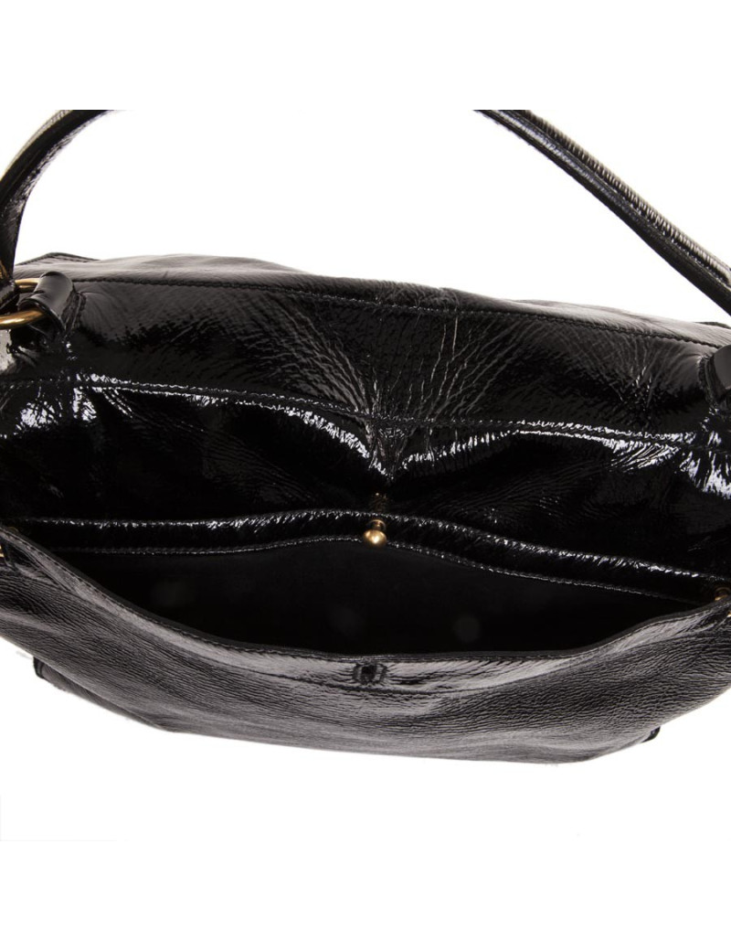 Sac Muse II YVES SAINT LAURENT cuir verni noir