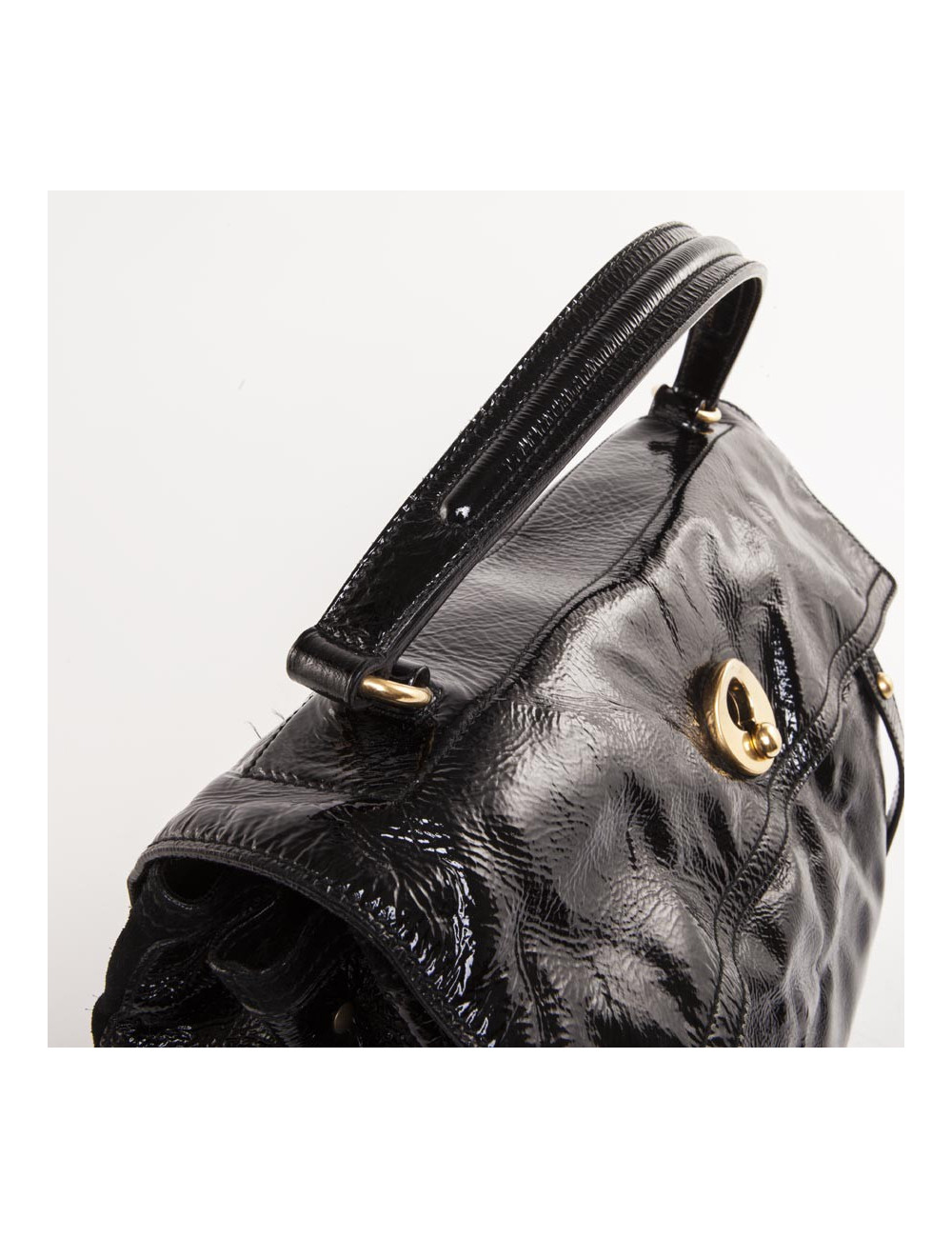 "Muse Two" YVES SAINT LAURENT patent leather black bag