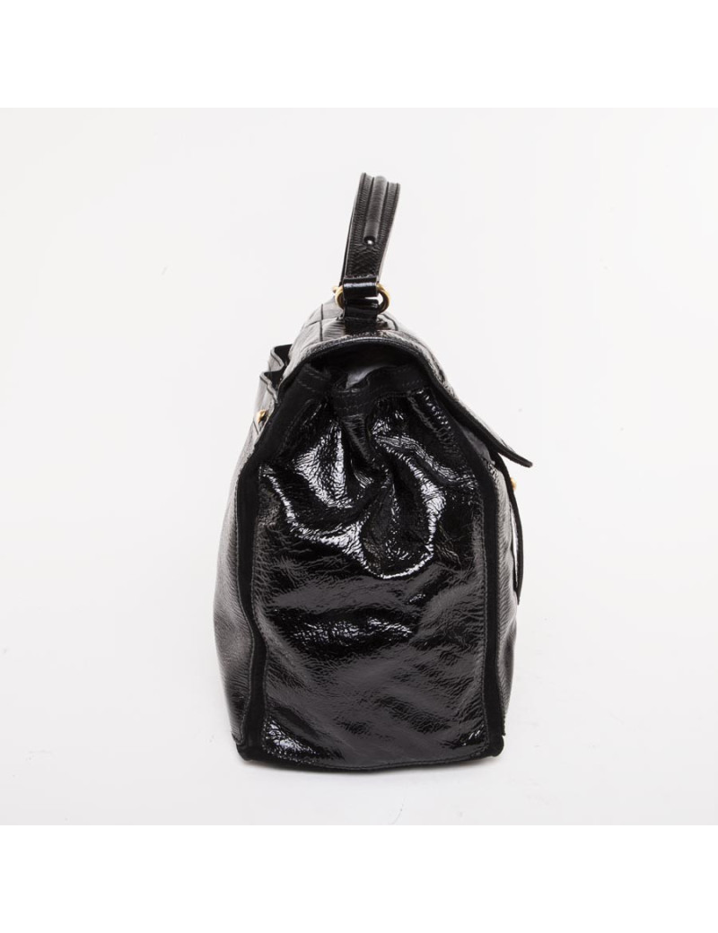 Sac Muse II YVES SAINT LAURENT cuir verni noir