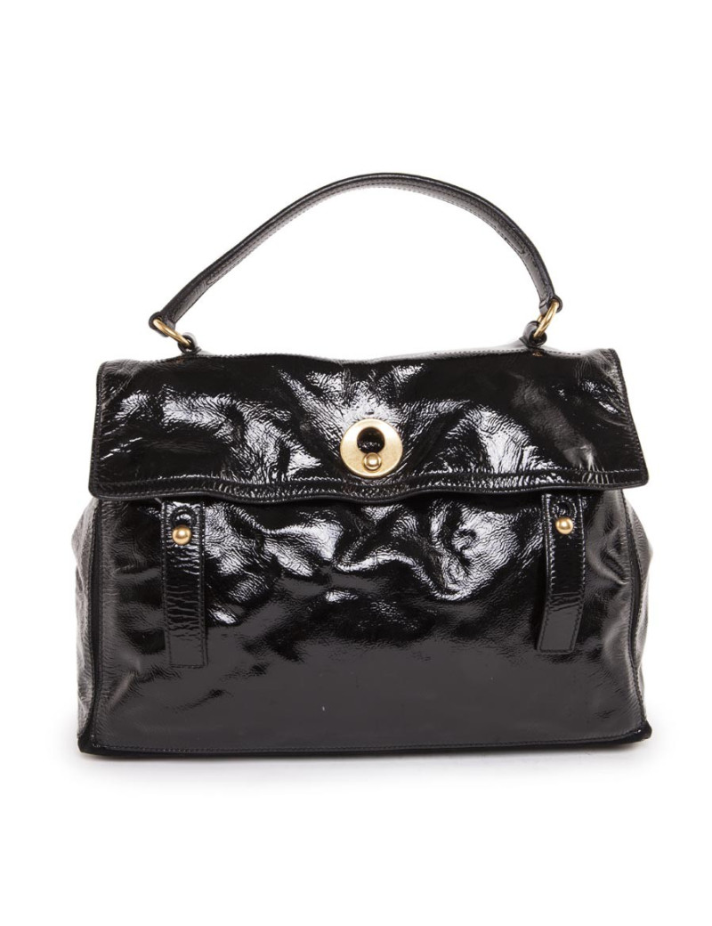 "Muse Two" YVES SAINT LAURENT patent leather black bag