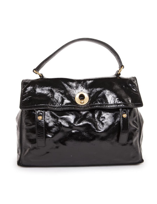 Sac Muse II YVES SAINT LAURENT cuir verni noir