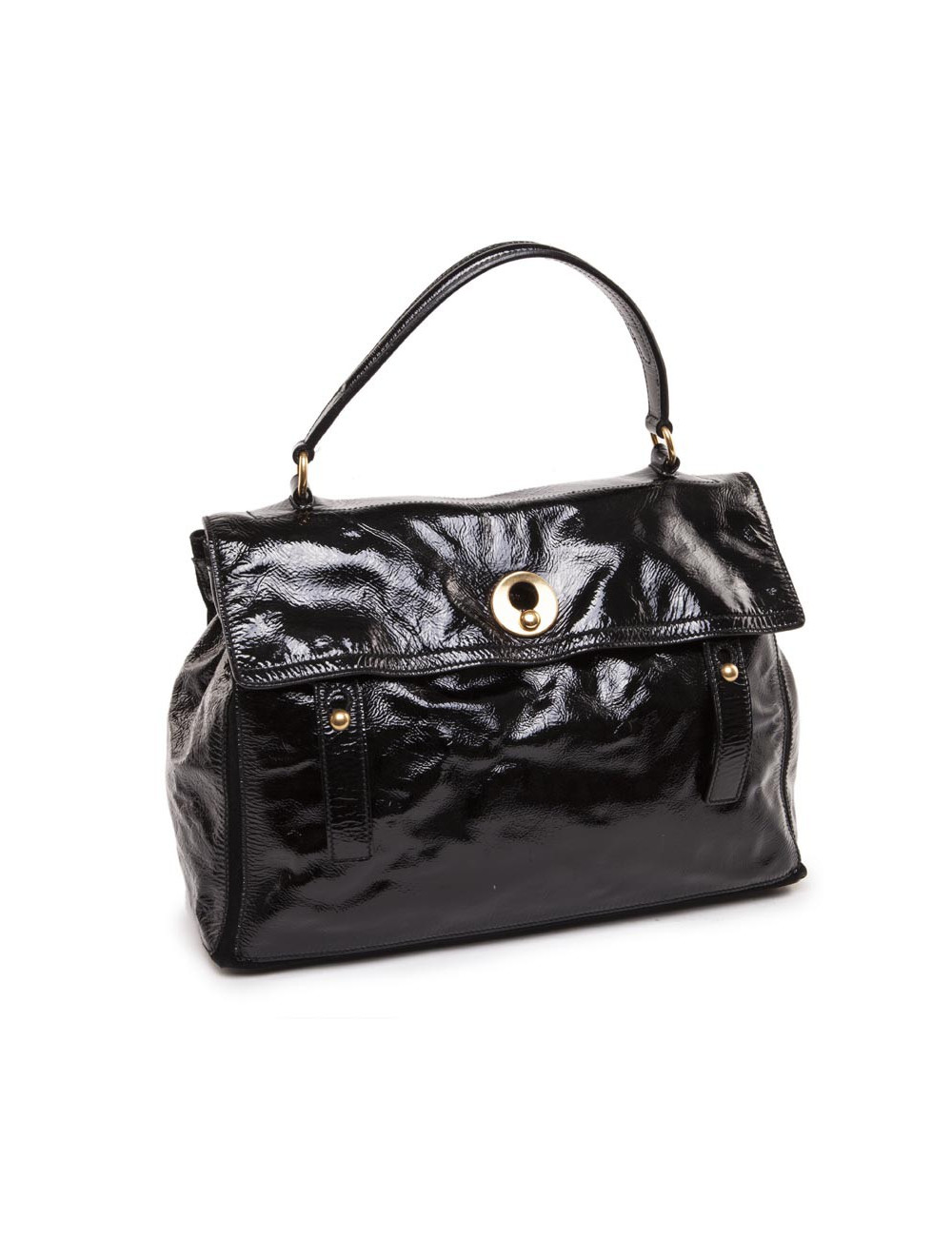 "Muse Two" YVES SAINT LAURENT patent leather black bag