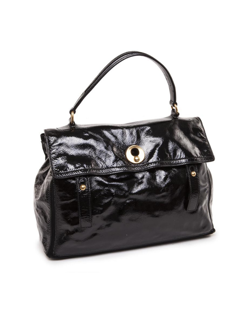 "Muse Two" YVES SAINT LAURENT patent leather black bag