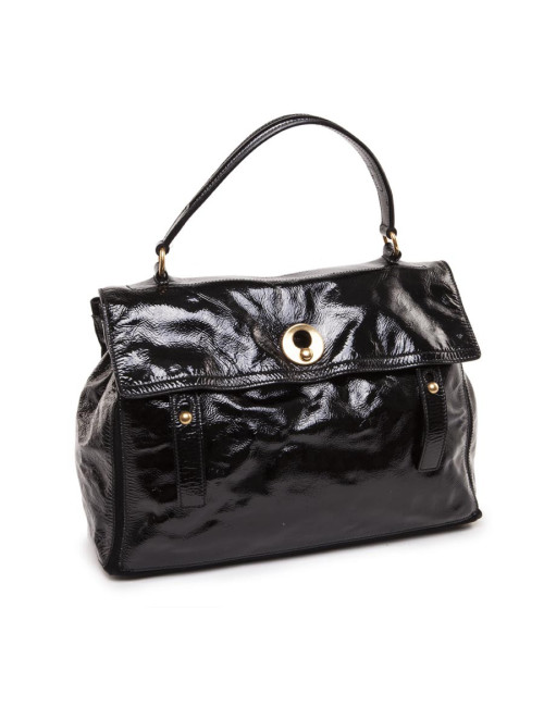 Sac Muse II YVES SAINT LAURENT cuir verni noir