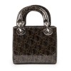 LADY D DIOR collector mini handbag in brown patent leather with DIOR printed on