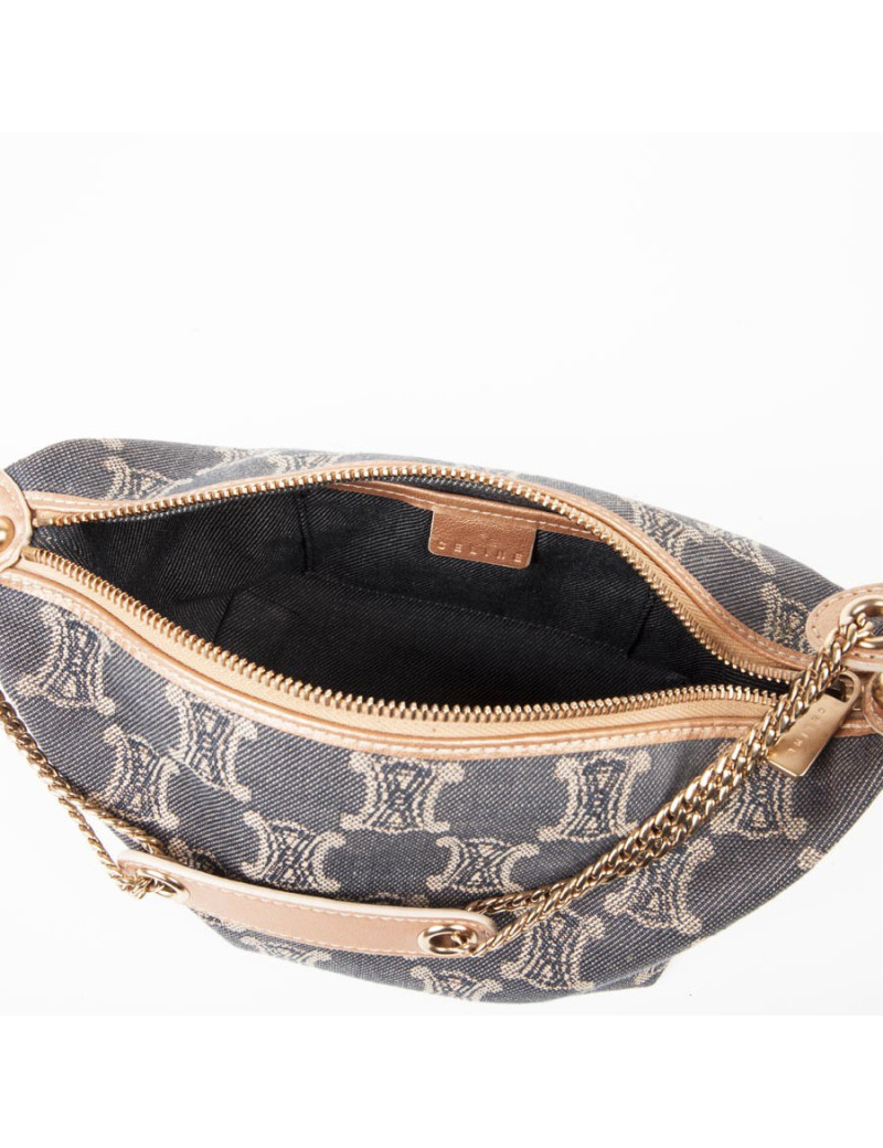 CÉLINE mini bag in blue denim monogram canvas and pink gold