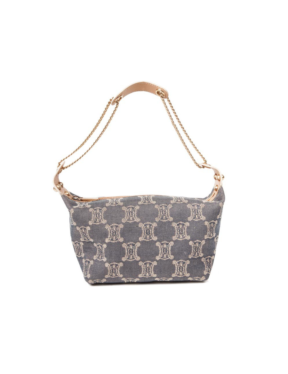 CÉLINE mini bag in blue denim monogram canvas and pink gold