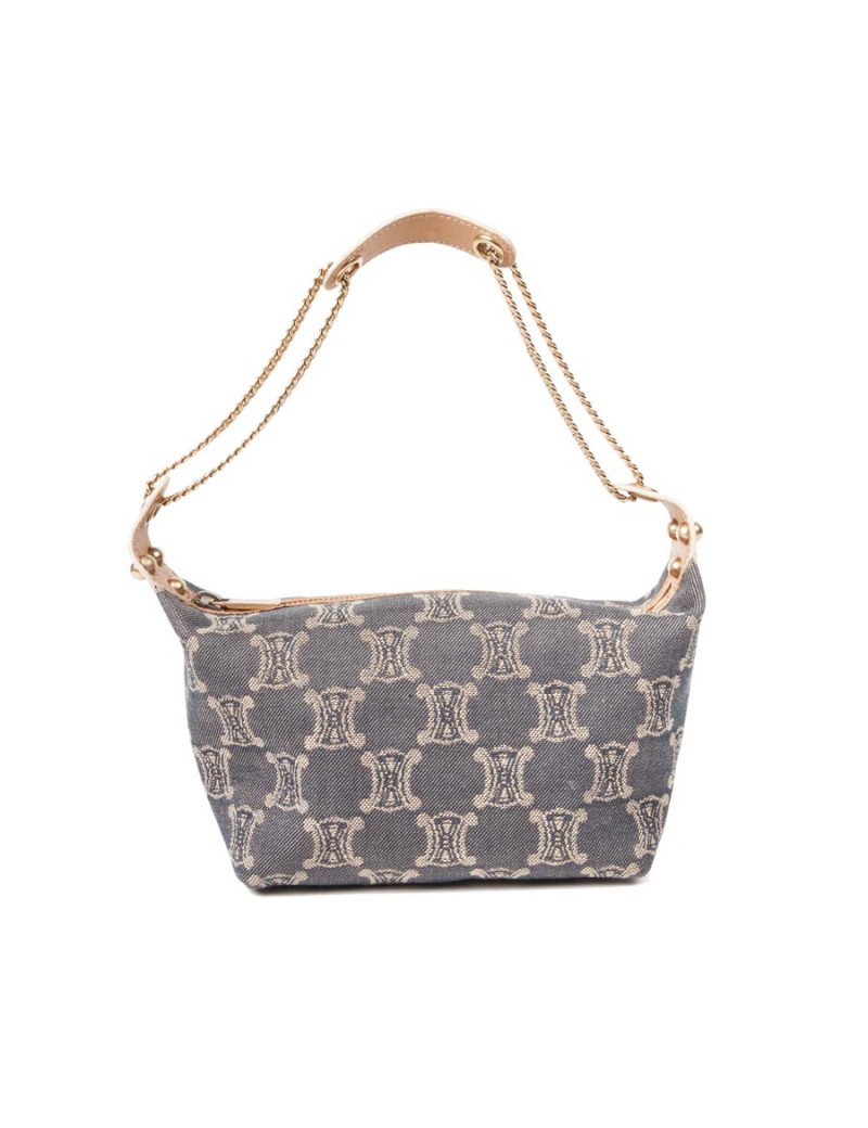 CÉLINE mini bag in blue denim monogram canvas and pink gold