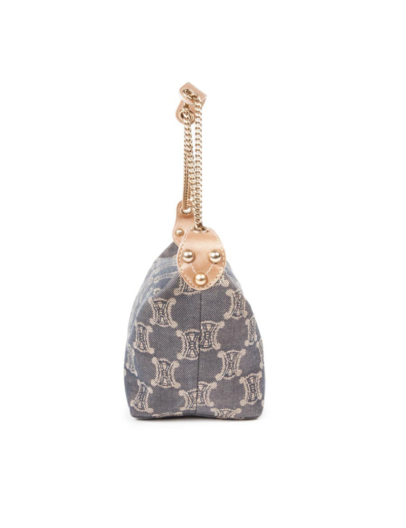 CÉLINE mini bag in blue denim monogram canvas and pink gold