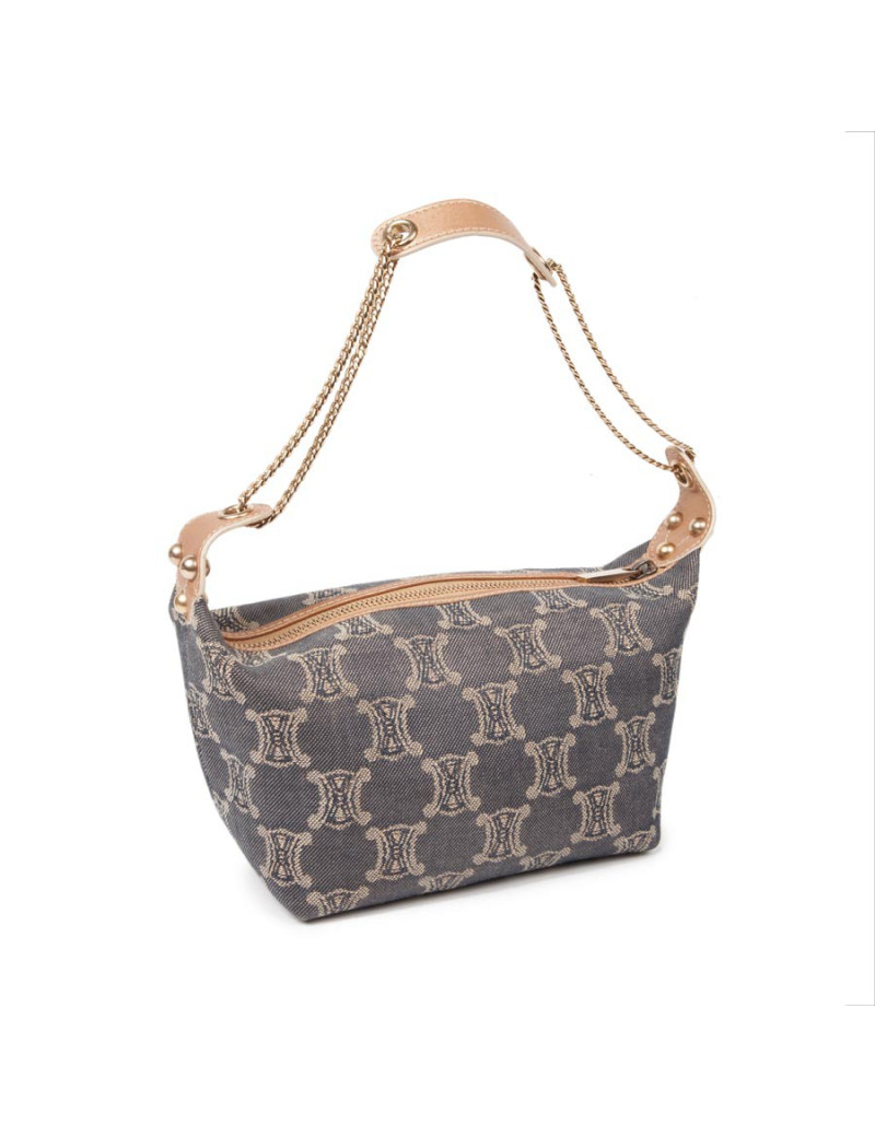 CÉLINE mini bag in blue denim monogram canvas and pink gold
