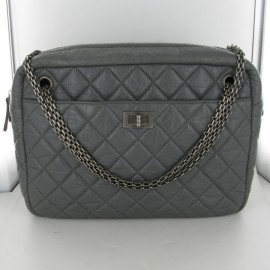 Gray leather CHANEL Camera bag