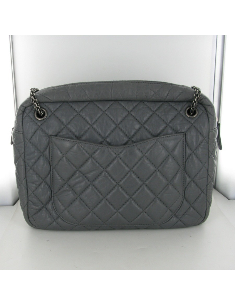 CAMERA cuir irisé gris anthracite CHANEL