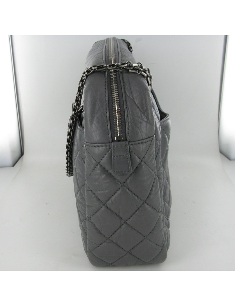 CAMERA cuir irisé gris anthracite CHANEL