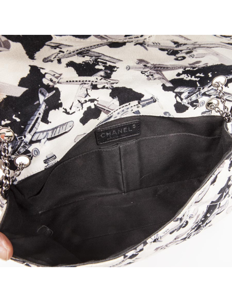 Sac 'Timeless' CHANEL toile motifs 'avion'