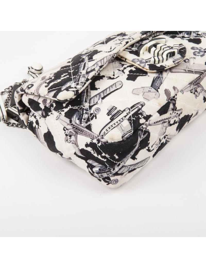 Sac 'Timeless' CHANEL toile motifs 'avion'