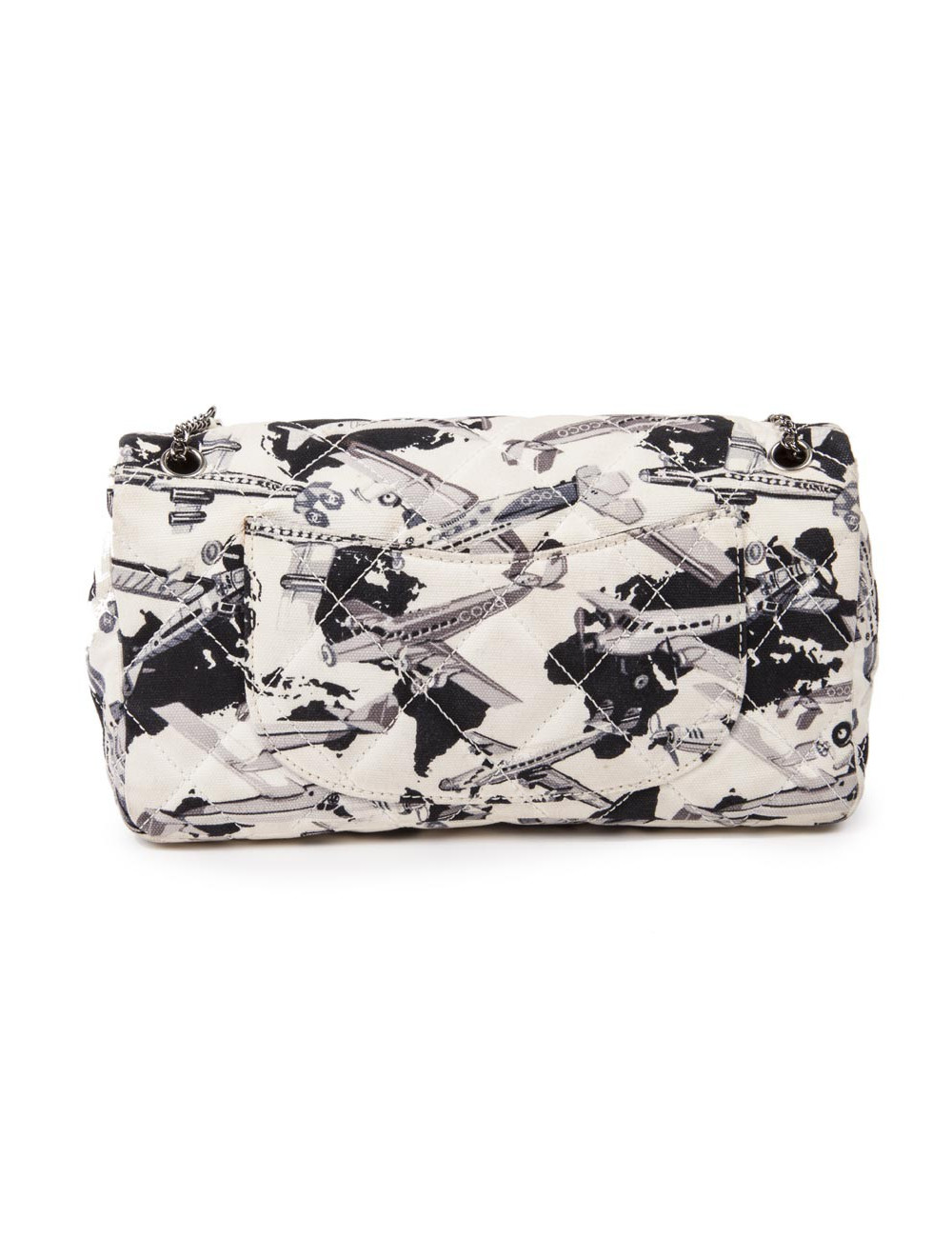 Chanel Timeless flap bag in white and black canvas