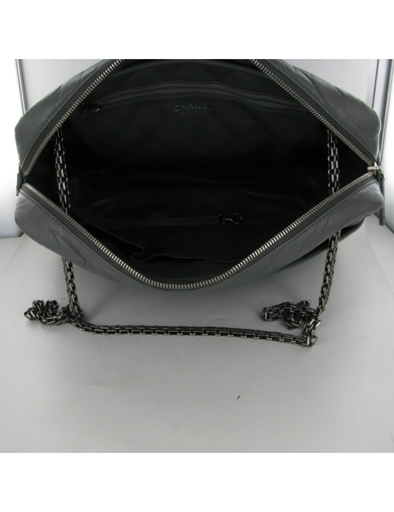 CAMERA cuir irisé gris anthracite CHANEL